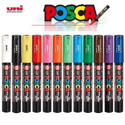UNI POSCA Marker Pen 12 Color Acrylic Plumones Rotuladores PC-1M,3M,5M POP Poster Pen Fabric Paint Markers Art Painting 1PC