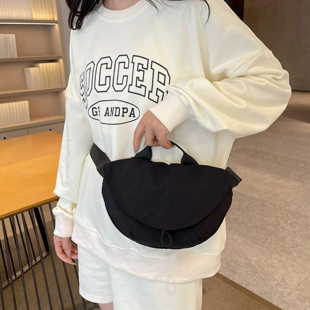 

2025 Summer New Half Moon Shoulder Crossbody Bags Nylon Belt Wasit Bags Large Capacity Luxury Dumpling Handbags