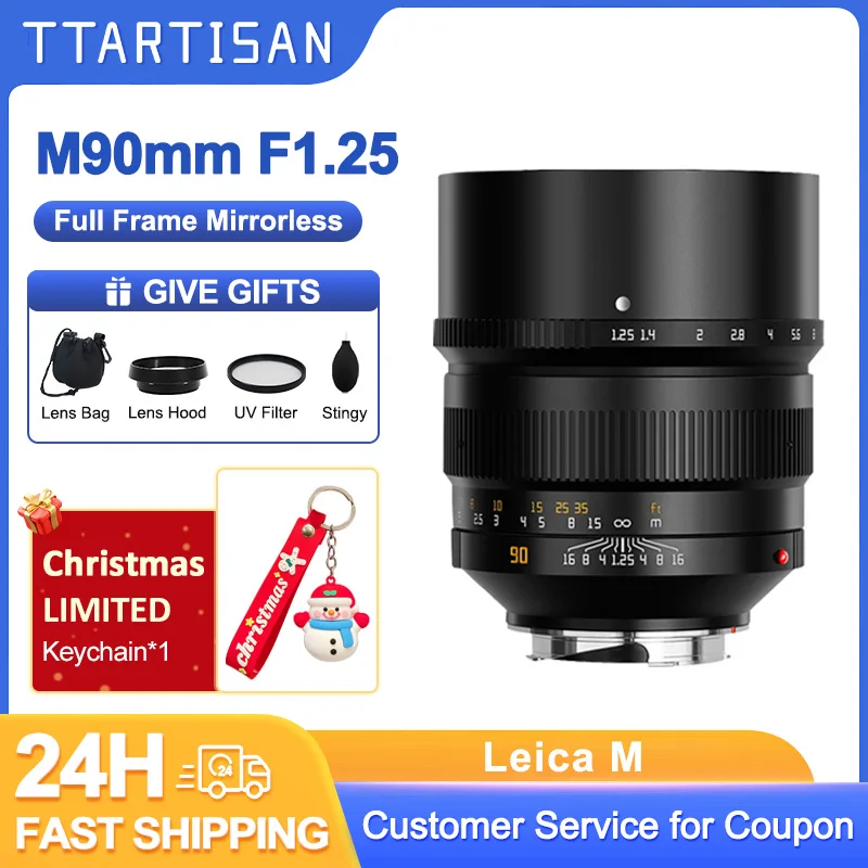 TTArtisan 90mm F1.25 Full Frame Large Aperture Fixed Focus Manual Focus Portrait Favored Camera Lens for Leica M Mount Camera