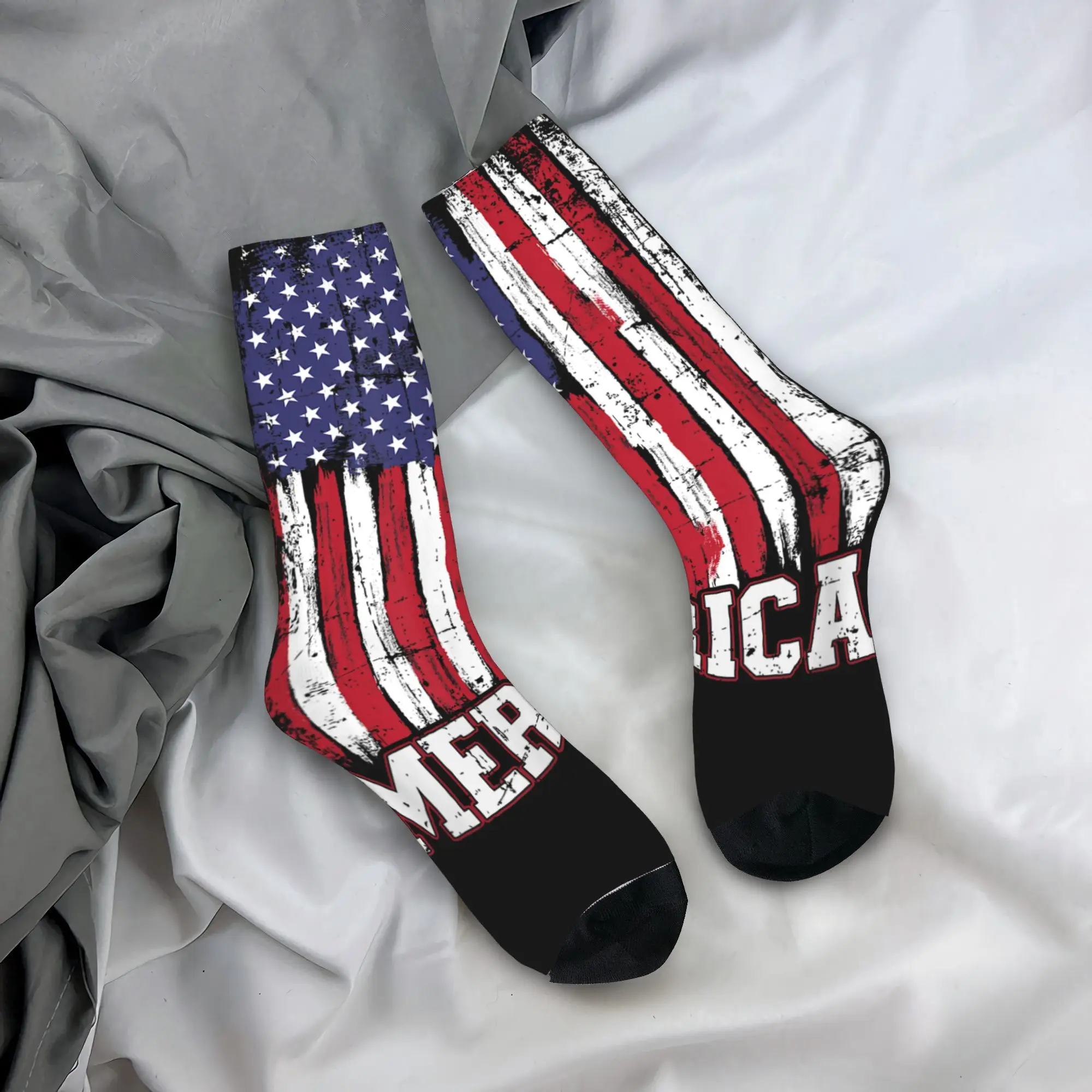 

USA Merica flag for patriotic independence day 4th of july Socks Funny Stockings Anti-Slip Women Men Sock Printed Outdoor Socks