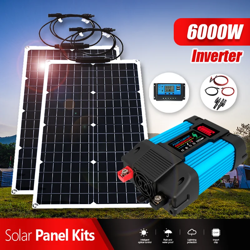 Solar Panel Inverter 6000W/110V-220V Solar Controller LED Display Screen Solar Power Generation Intelligent Charging Board