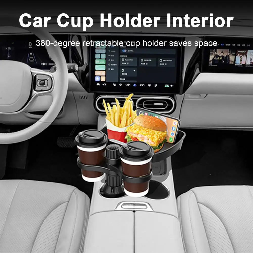 Car Mounted Meal Tray 360 Degree Rotate Auto Table Food Storage Rack Water Cup Holder Tray Car Cup Holder Interior Accessories