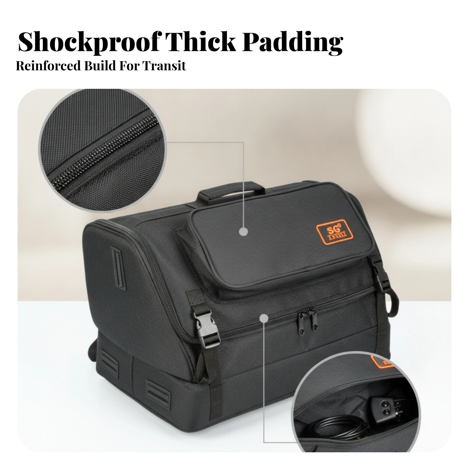 Padded Speaker Bag Audio Gear Storage Rectangular Speaker Carrying Bag Shoulder Straps Portable