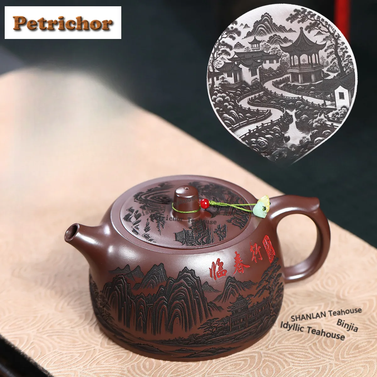 

650ml High-end Yixing Purple Clay Teapots Handmade Landscape Pot Raw Ore Stone Red Mud Kettle With Filter Zisha Teaset Tableware