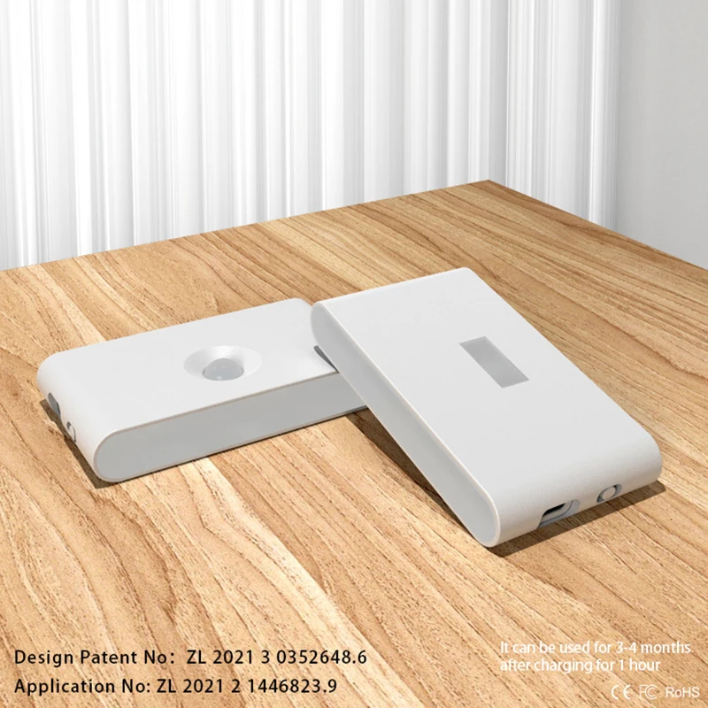 4Pcs Rechargeable USB Type-c Charging Two Sided Luminous Magnet Motion Sensor Night Light Floor Wall Lamp