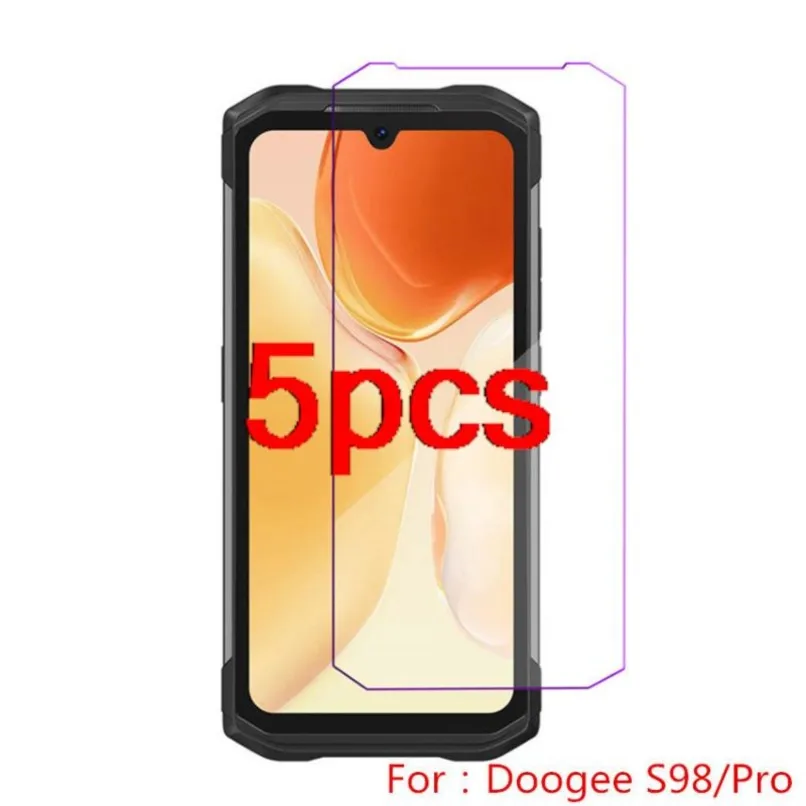 

5pcs clear hd safety tempered glass on for doogee s98 s98pro protective film screen protector cover shield protection