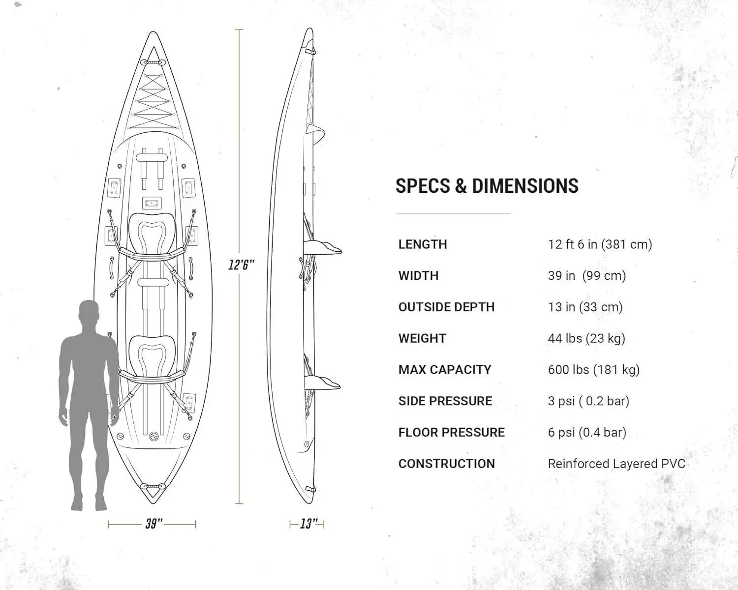 قارب كاياك لصيد الأسماك قابل للنفخ برأس فولاذي للاستخدام الخارجي من إلكتون