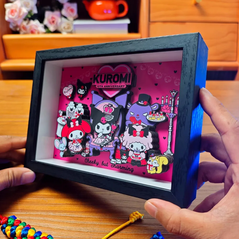 سانريو الأسرة صورة كورومي القرفة ثلاثية الأبعاد مجسمة اللوحة أنيمي الكرتون الطرفية زينة زخرفية هدية عيد ميلاد