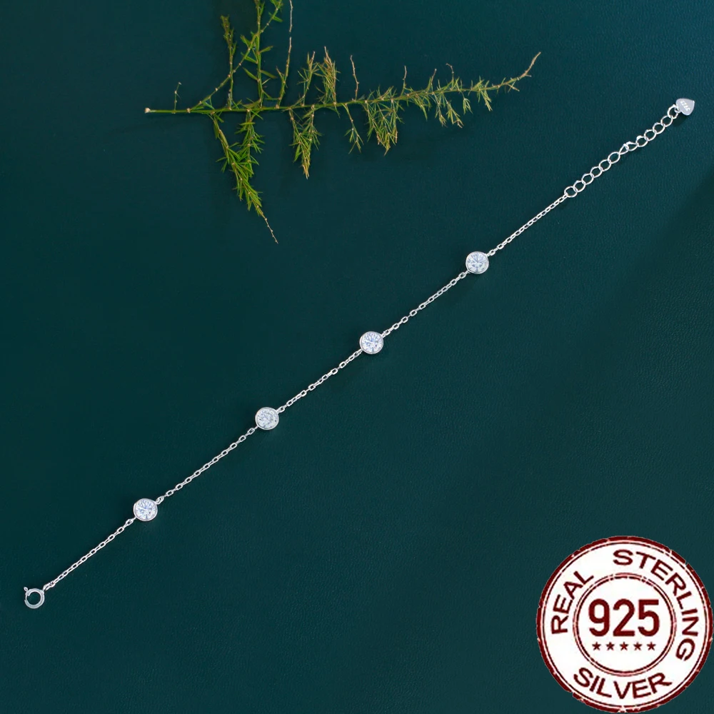 

CWWZircons Bling стерлингового серебра 925 пробы круглый CZ регулируемый браслет-цепочка для женщин свадебная вечеринка ювелирные изделия подарки SB023