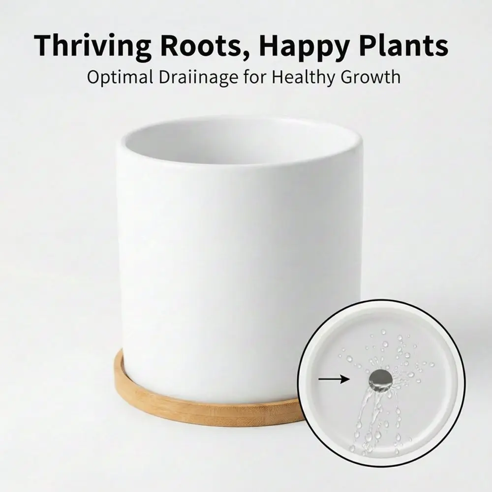 

Inch Sublimation Plant Pots Blanks, 2 Pack Cylinder Flower Pots For Outdoor Indoor Plants, Decorative Ceramic Planters With Dra