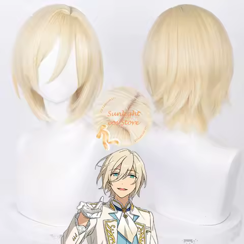 Tenshouin Eichi Wig ES Tenshouin Eichi Cosplay Anime Wigs 35CM Milk Golden Wig Heat Resistant Synthetic Hair