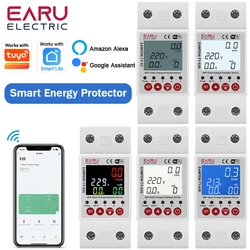 Tuya WiFi Smart Energy Meter Power kWh Meter Earth Leakage Over Under Voltage Protector Time Relay Device Switch Circuit Breaker