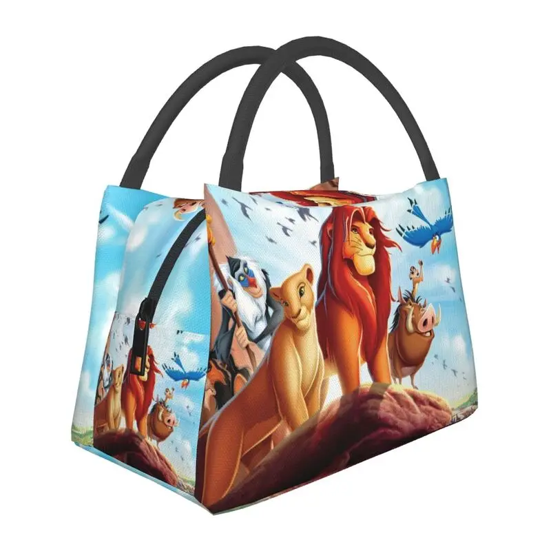 

Custom Cartoon Movie King Lion Simba Lunch Bag Women Cooler Warm Insulated Lunch Boxes for Office Travel