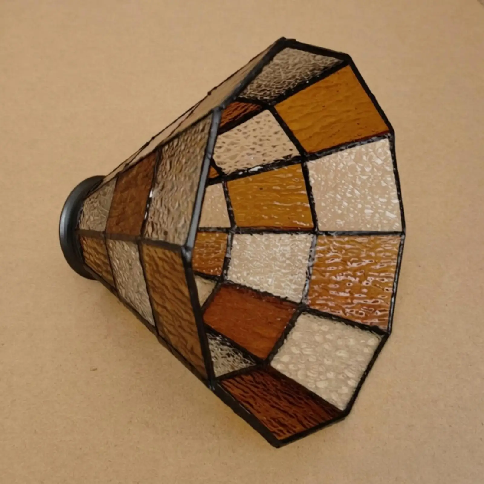 Decorative Faceted Glass Shade for Pendant Ceiling Lamp with Metal Frame Details for Cozy Home Window Area