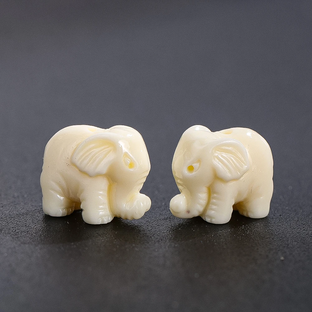 

3PCS Mini Elephant Shell Bead Pink White Carved Polished Synthetic Coral Artificial Accessories Bracelet Earring Necklace Kawaii