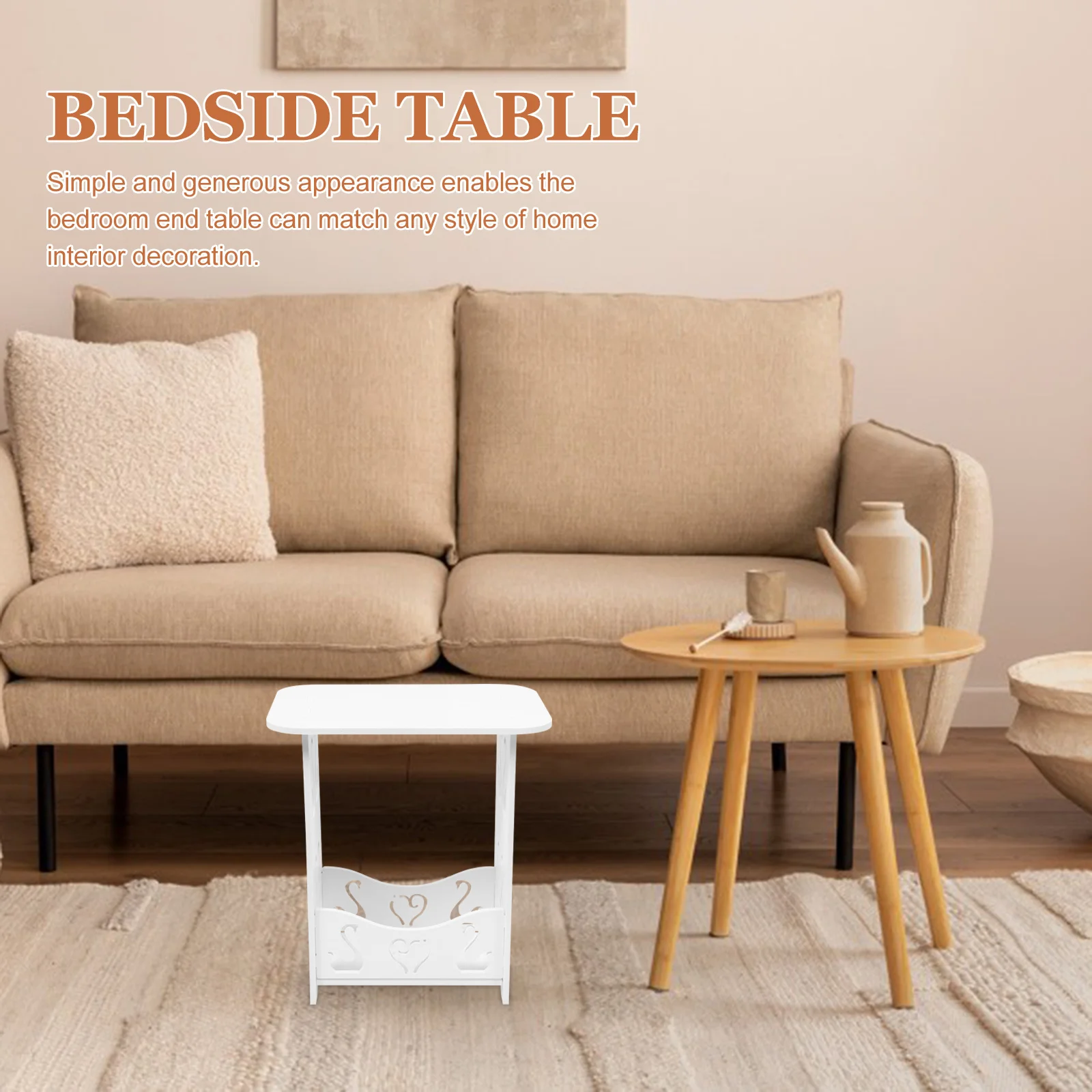 

Sofa Side Table Beside Dressing Table Solid Wood Modern Bedside Furniture Store Small Space Home Decor