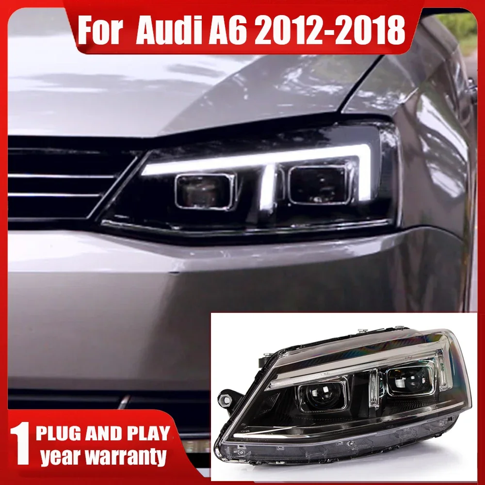 Car LED Headlight for Jetta Sagitar 2012-2018 Auto headlamp Assembly Upgrade Audi R8 Design Bifocal Lens Signal Lamp Accessories