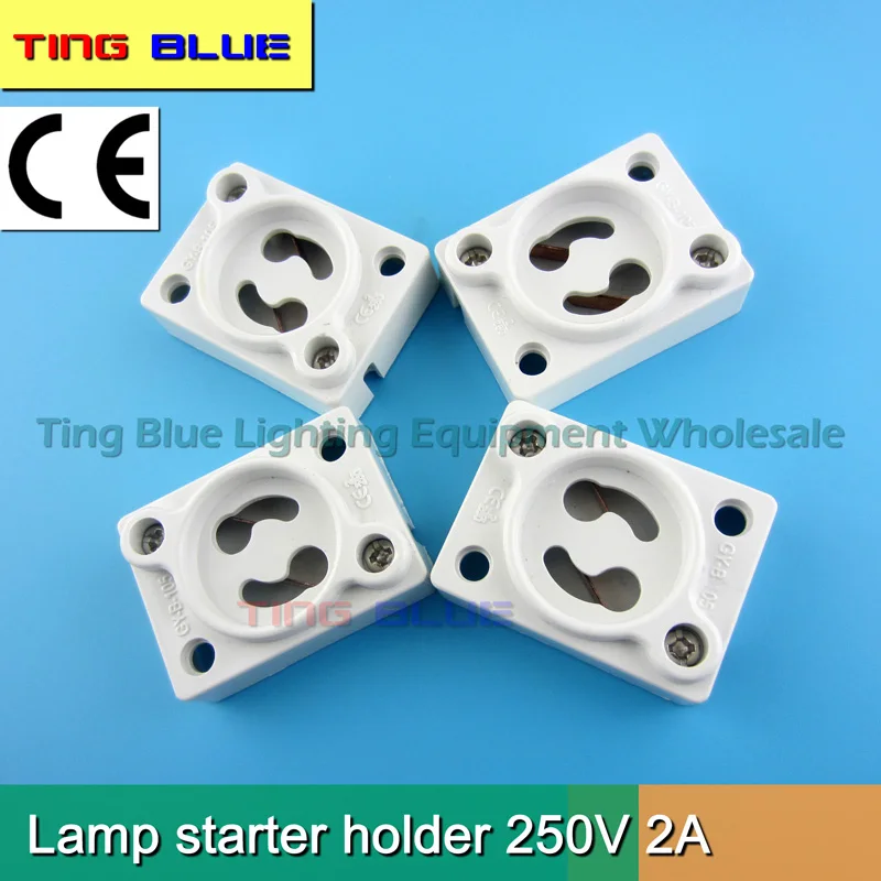 (4pcs)Fluorescent light starter holder Lamp starter lamp holder High quality PC flame retardant 500V 2A