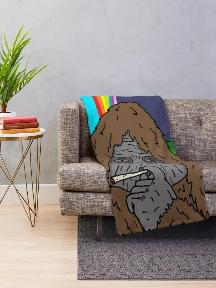 Sassy the Sasquatch Smoking Throw Blanket Comforter Travel Blankets