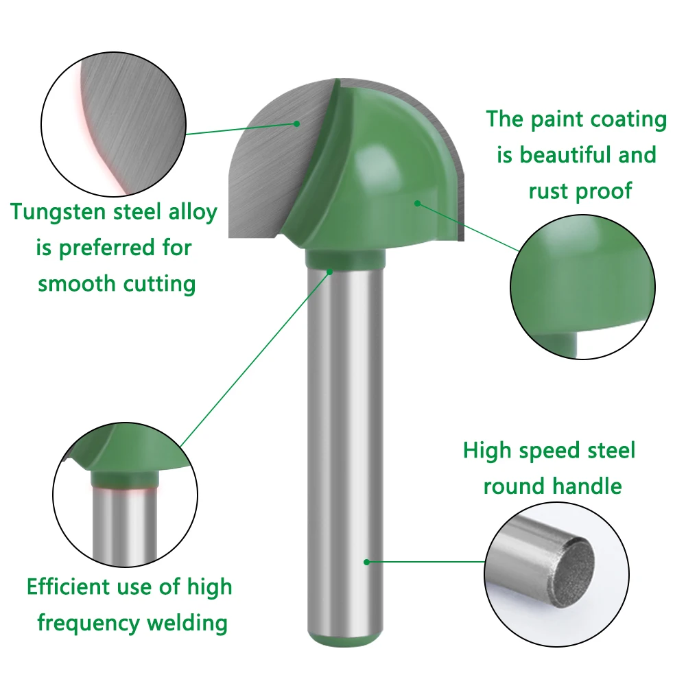 LAVIE 5pcs Or 4pcs 6mm Shank Ball Nose Router Bits Set End Mill Round Cove Box Solid Carbide CNC Radius Core Milling Bit MC0602