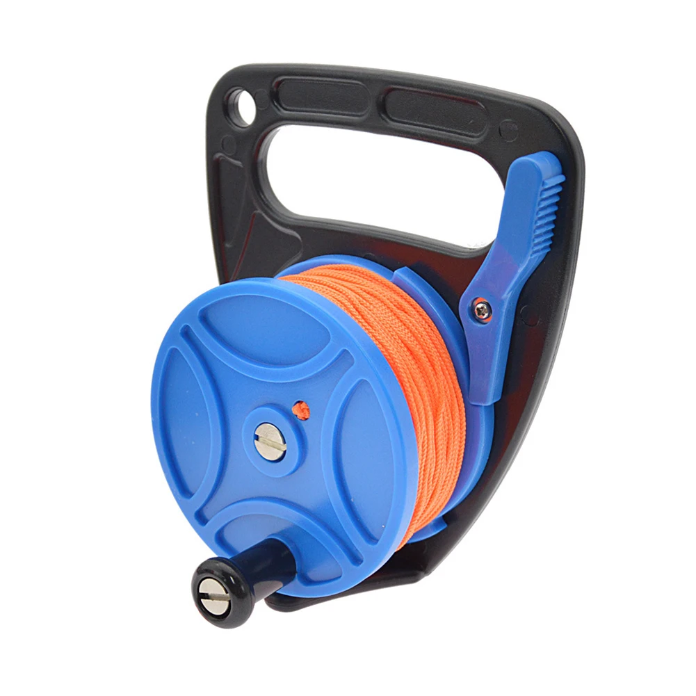 diving-reel-with-46m-strong-line-stainless-steel-hook-large-handle-and-thumb-brake-for-scuba-and-wreck-operations