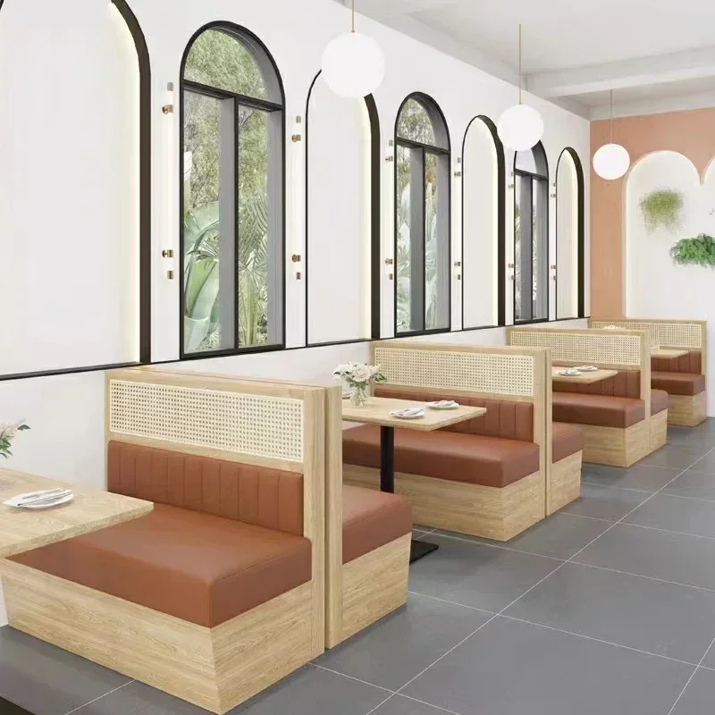 Dining Seating Booth Sets For Restaurant Furniture Customized Seating Fast Food Restaurant Sofa Booth Hot Sale Chair And TableHO