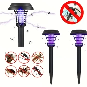 태양광 램프 모기 킬러 램프, 2 가지 모드 UV 모기 킬러, 보라색 LED 조명, 흰색 조명, 태양열 정원 램프, 야외 잔디 램프, 안뜰 정원 경로 잔디