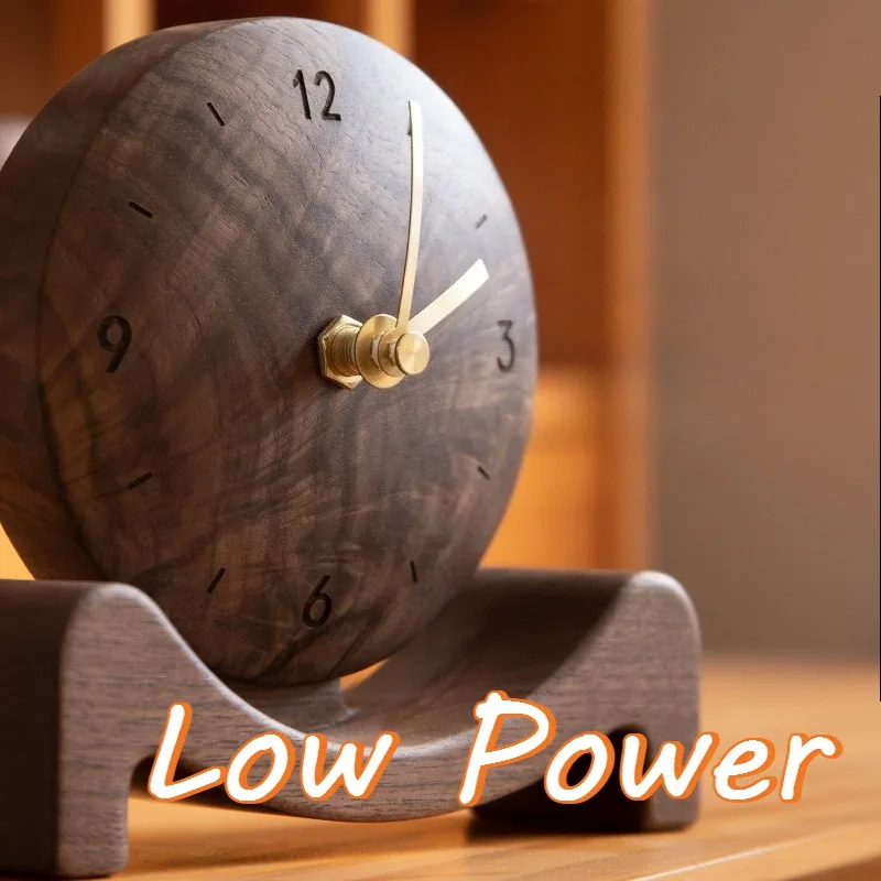 Solid Wood Table Clocks Low Power Quite Stable Durable Freestanding Desk Clocks Copper Pointer American Retro Style Home Decor