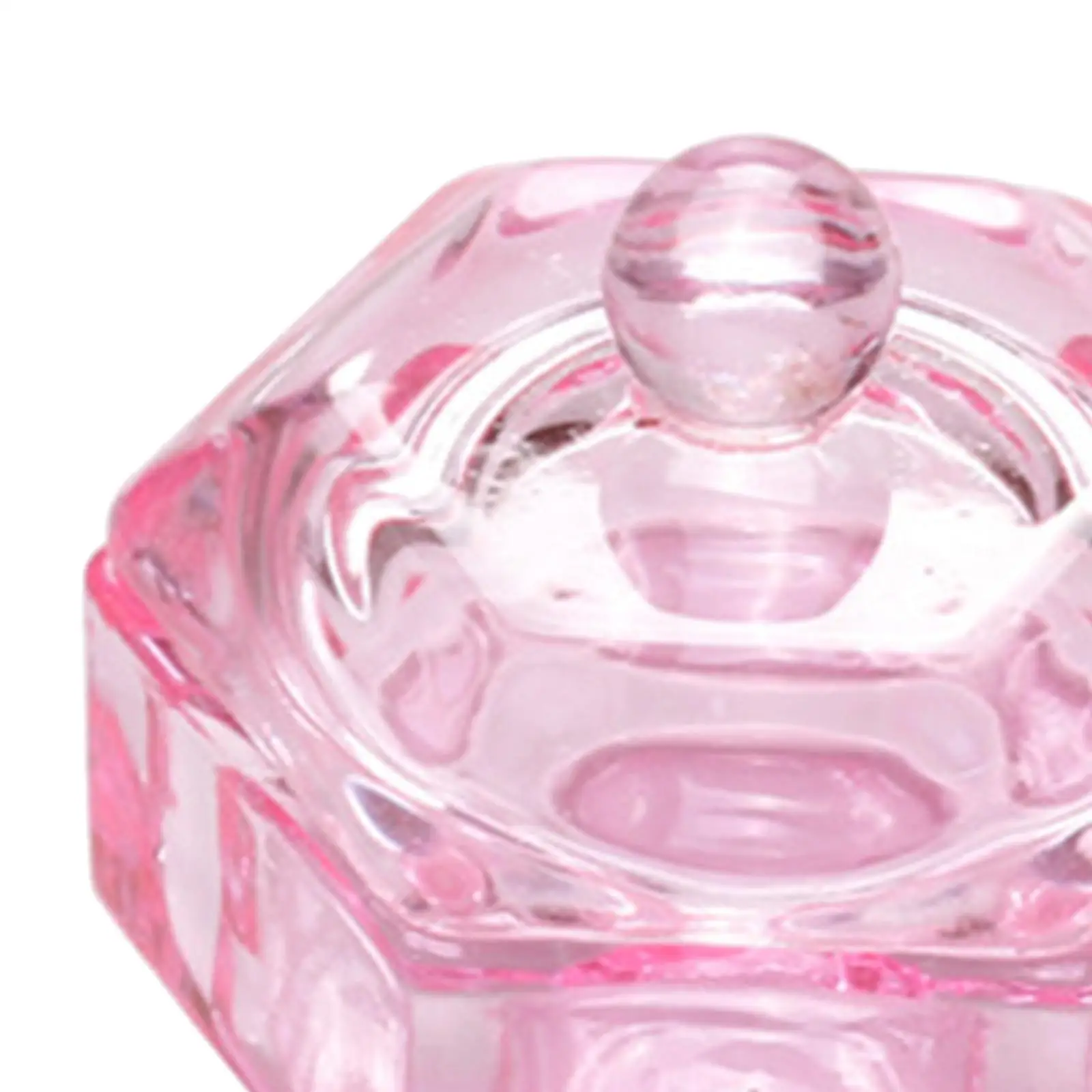 Glass Dish Bowl with Lid Pink for Nail Art Acrylic Liquid and Powder