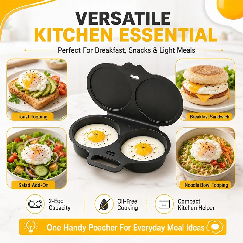 Microwave Double Egg Poacher Food Grade Plastics Reusable Kitchen Cooking Omelet Mold Heat-resistant Portable Kitchen Gadget