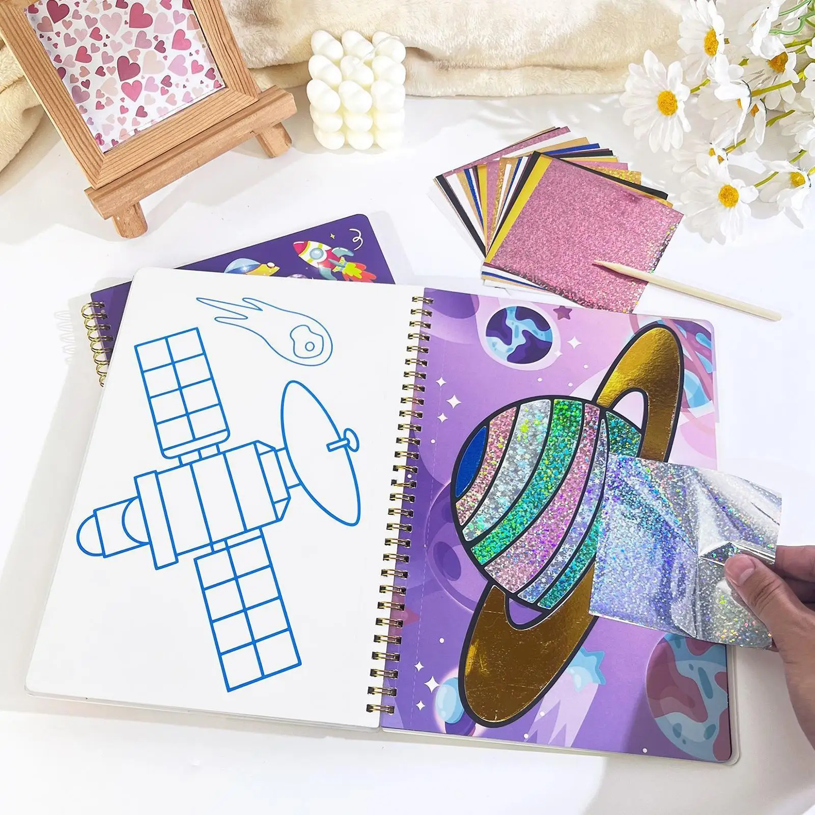 Kit artigianale in lamina Set artistico in lamina staccabile per bambini Creazione artigianale Forniture Giocattoli da viaggio per bambini Adolescenti Giovani Famiglia Figlia