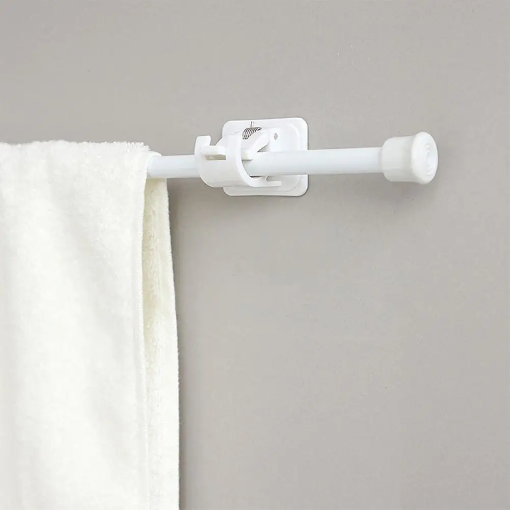 Sag-proof Curtain Rod Self Adhesive Telescopic Curtain Rod for Bedroom Kitchen Anti-slip Anti-rust Drapery Holder with Clothes