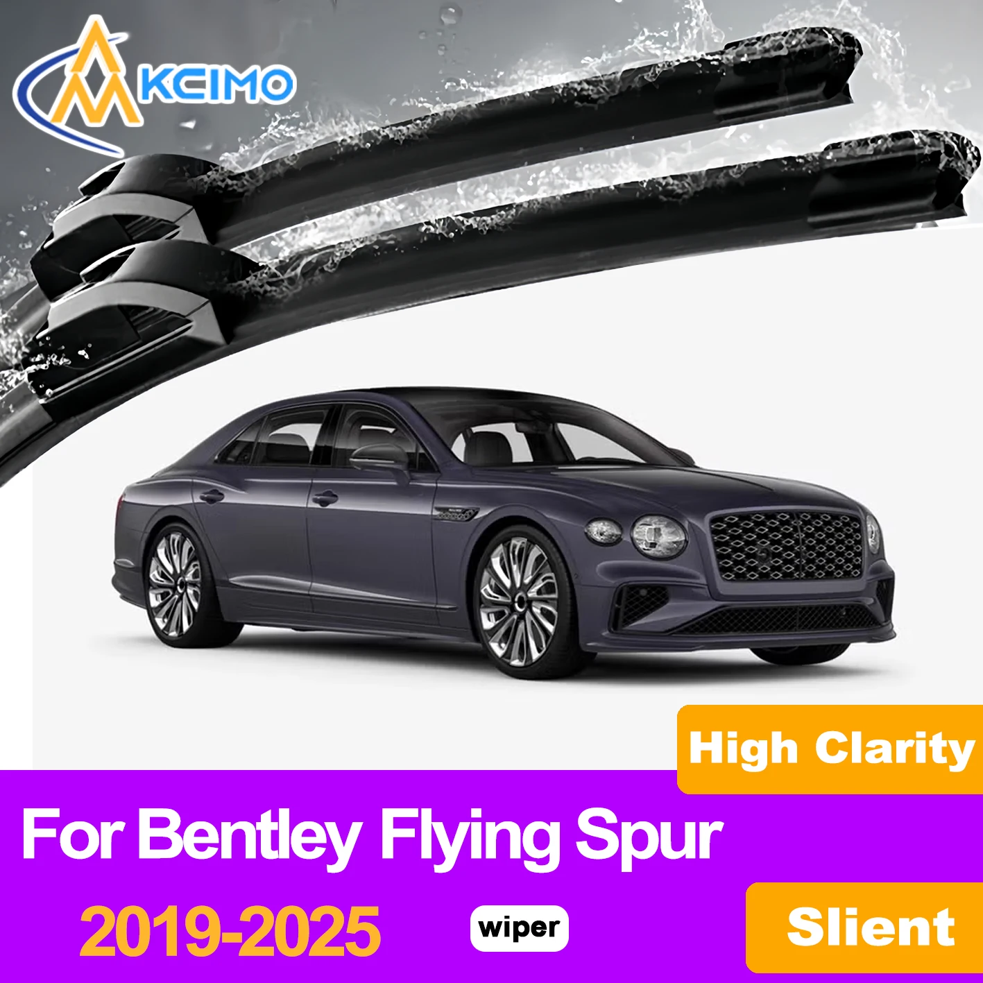 

KCIMO 2PCS Front Windshield Wiper Blades For Bentley Flying Spur 2019-2025, Natural Rubber Stable Safe Driving Clear View
