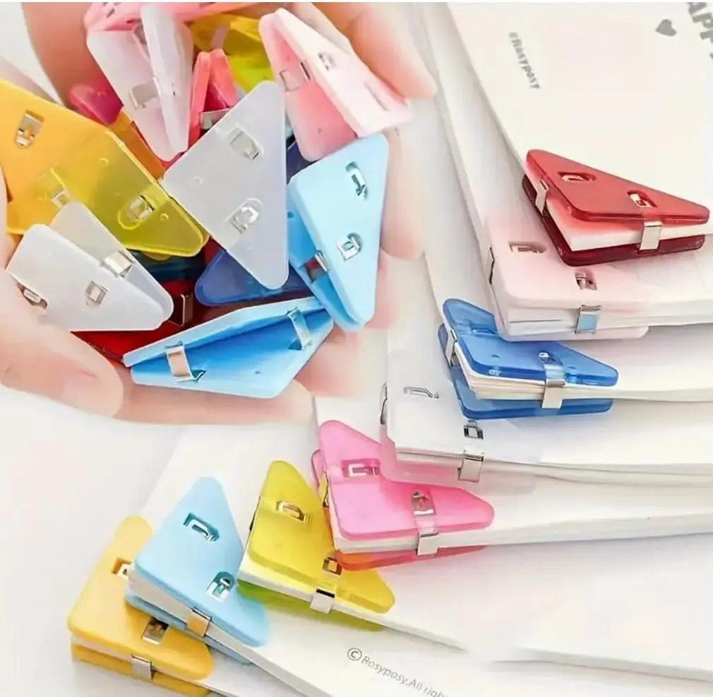 10/20/30 Pcs Triangle Page Corner Clips File Binder Markers Book Paper Holders Stationery for Office & School，Random Color