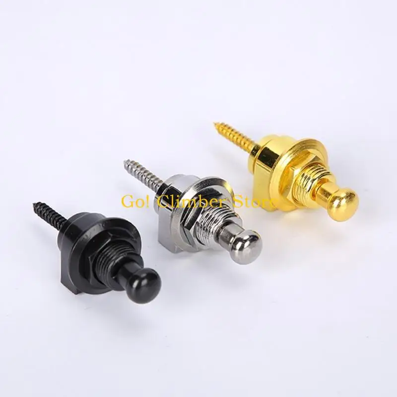 Q84C 4 Pcs Electric Bass Guitar Straplocks Guitar Strap Locks Heavy Duty Metal Button Security Straplock Guitar Accessories