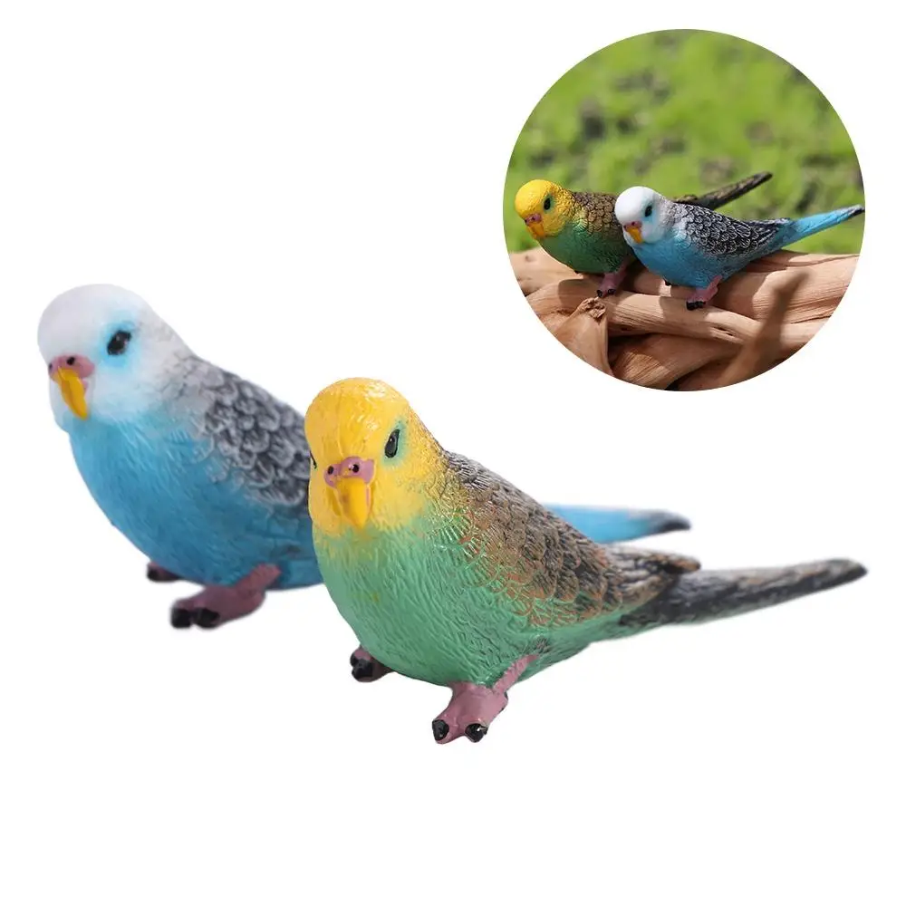 Collectible Miniatures Simulated Budgie Parrot Educational Plastic Bird Figurines Cartoon Budgerigar Toy Office