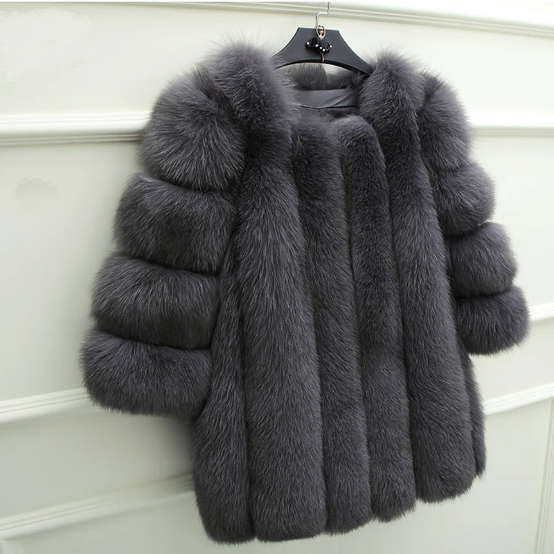 2024 New Elegant Fake Fox Fur Jacket Women Winter Fashion Faux Fox Fur Jackets Woman Warm Artifical Fox Fur Coats Ladies