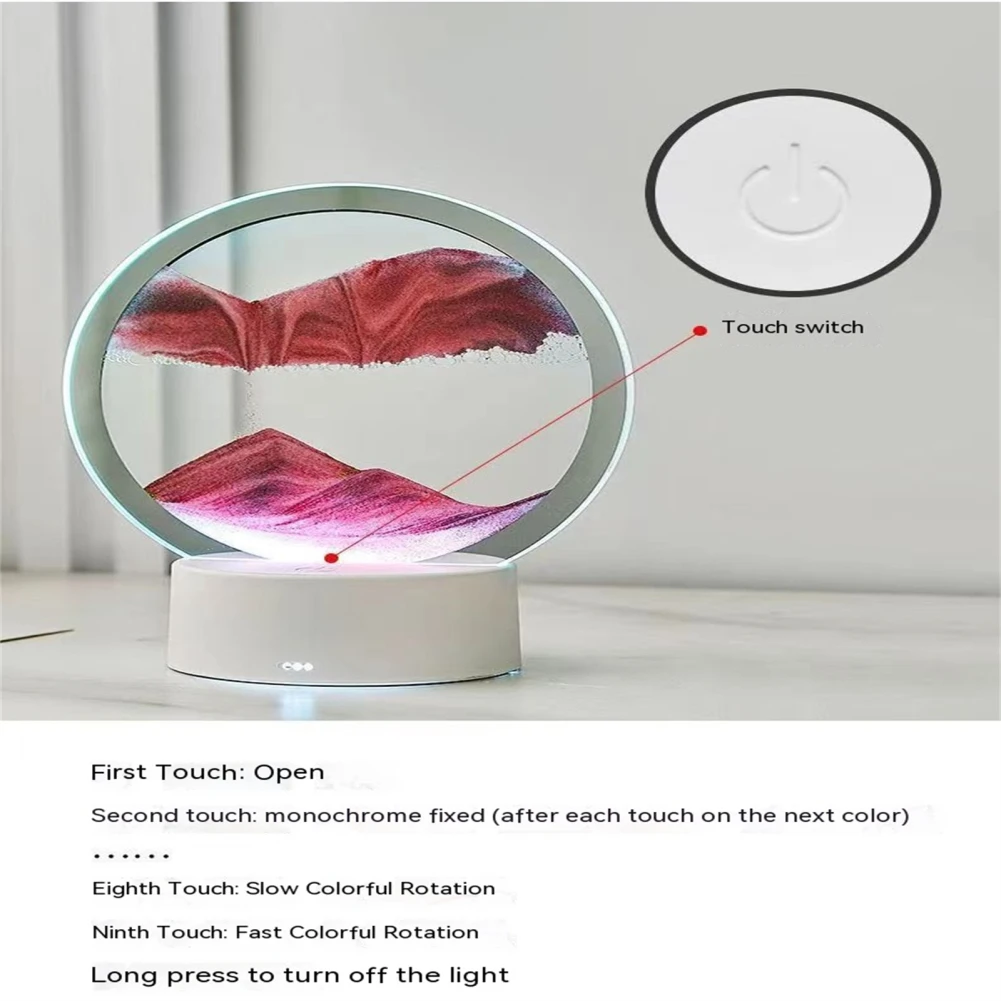 3D Areia Pictures Touch Sensor LED Desk Lâmpadas, Atmosfera Colorida Luz, Dinâmica Luz, Desktop Ornamento, Artesanato para Home Decor