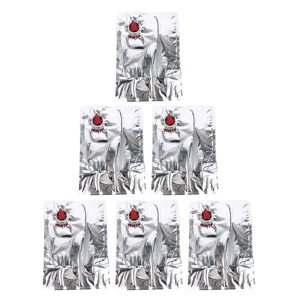 

6 Pcs Portable Red Packaging Juice Bag No Squeeze Foldable Drinks Carrier Bottle Tote Travel Pouch Food Grade Lightweight
