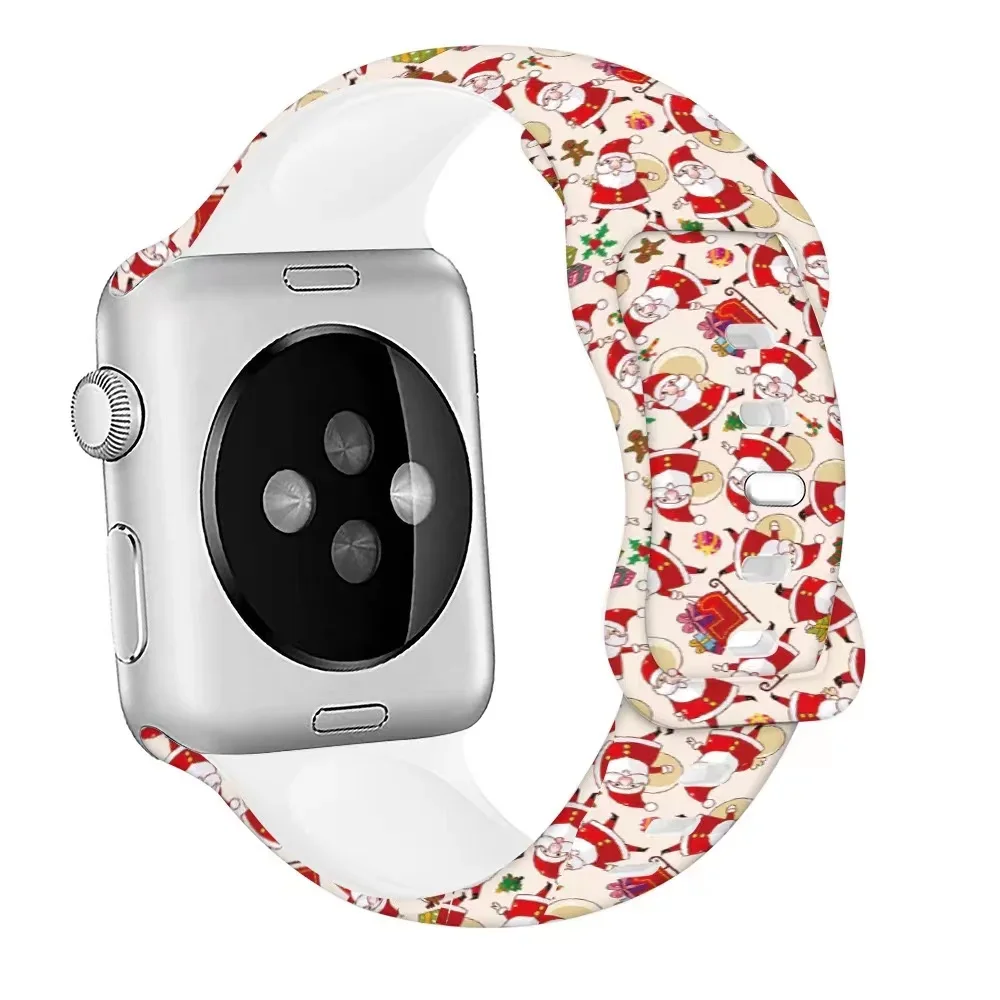 クリスマスシリコンストラップ,Apple Watch用,2, 49mm, 10mm, 42mm, 46mm, 9mm,8,7,45mm, 41mm,ブレスレットiwatch 6、5、4、3、se、44mm、42mm、40mm