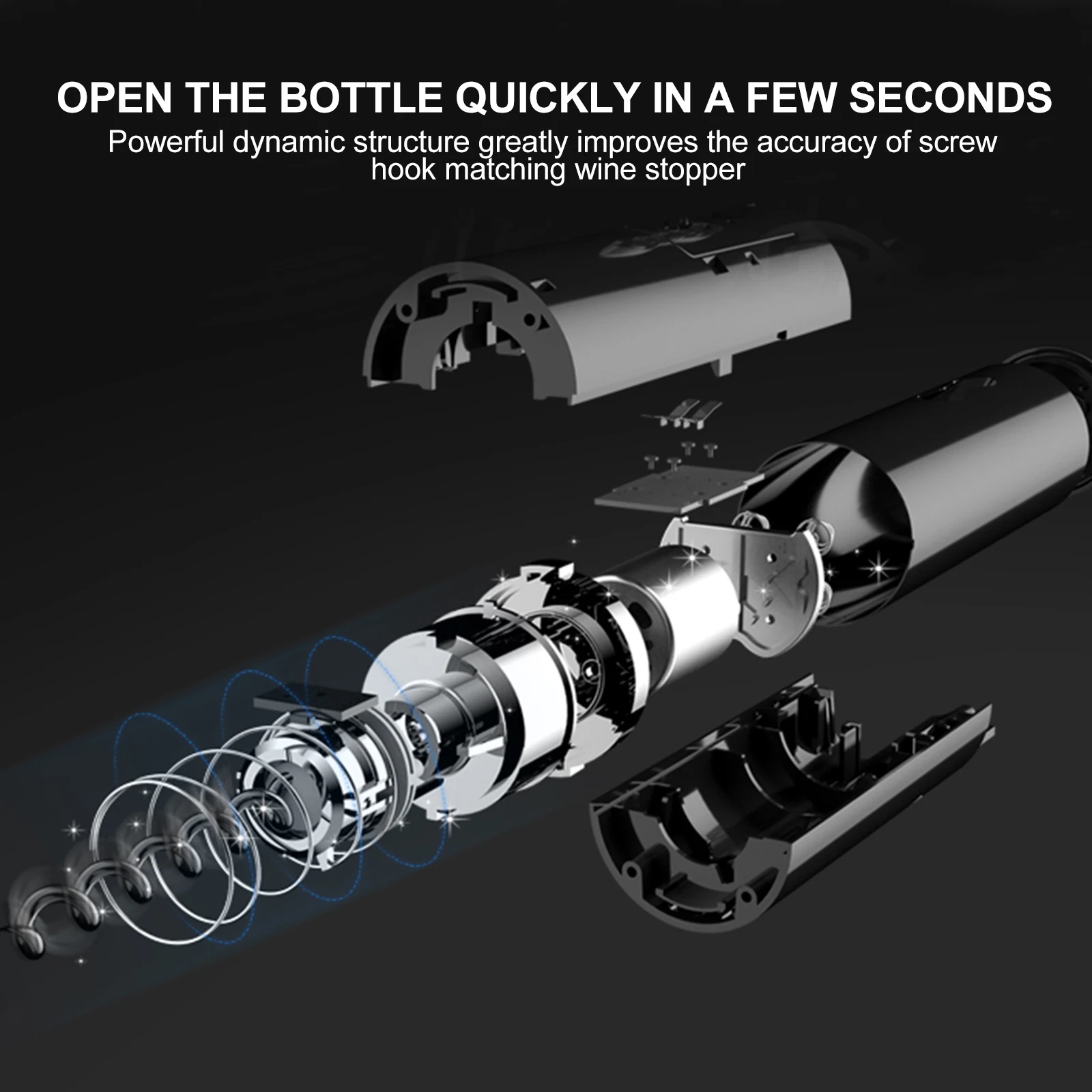 

Electric Wine Opener Powered Automatic Bottle Corkscrew Alloy Shell Transparent Design Easy Storage