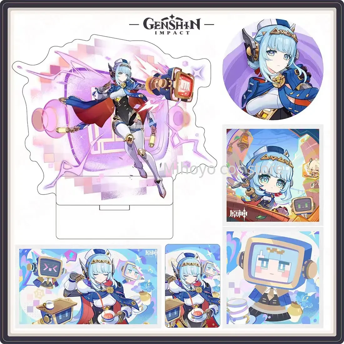 Genshin Impact Ineffa Peripherals-Standing Card,Badge,Sandwich Acrylic Colored Paper,Refrigerator Magnet Ornament-Homemade Gift