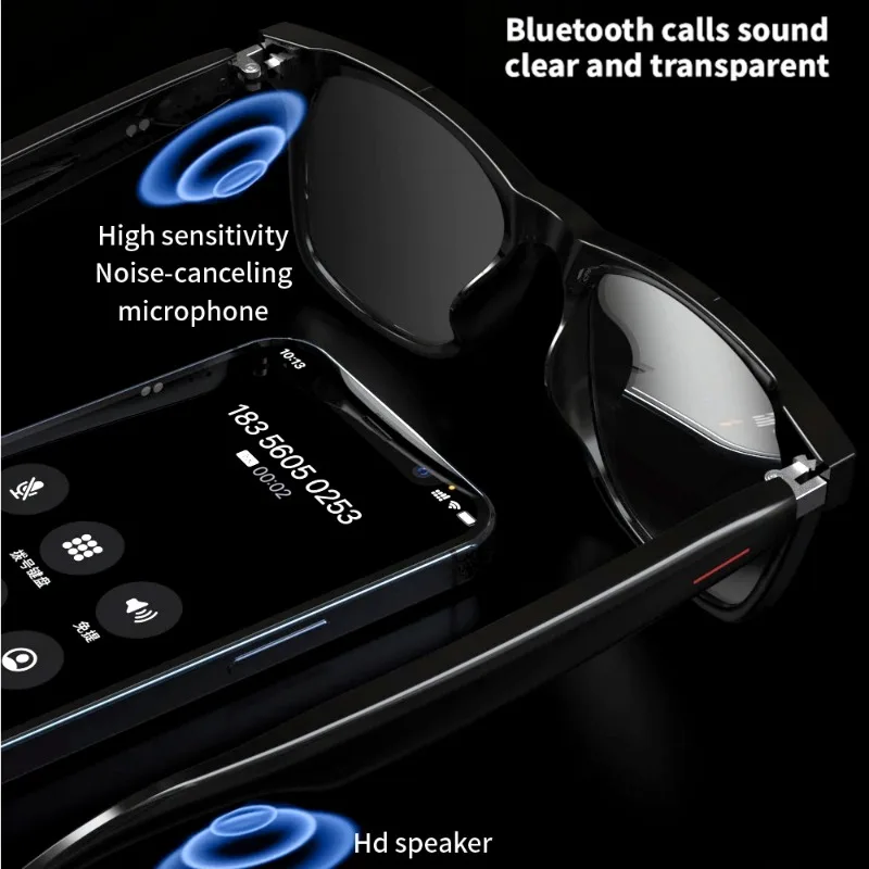 Zestaw słuchawkowy 2 w 1 Inteligentne okulary Blue Tooth Audio Call AI Voice Noise Reduction Music Eyewear Wodoodporny głośnik Mics Calls Eyeglass