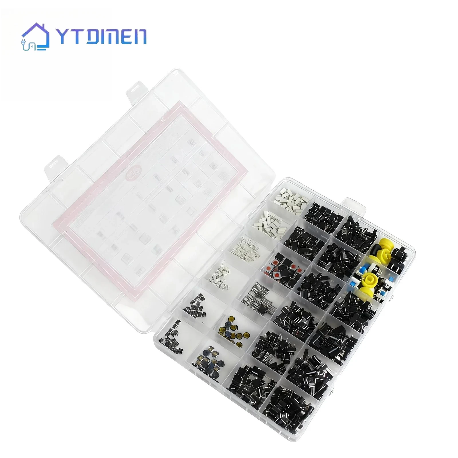 460PCS 24 Types Tactile Push Button Switch Kit,2/4 Pin Micro Momentary Tact Switch for Car Remote Control SMD/DIP Assortment
