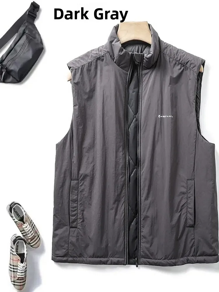 

Высококачественный шерстяной утепленный жилет для активного отдыха, водонепроницаемый, ветрозащитный, с воротником-стойкой, легкий, свободного кроя, мужская осенняя верхняя одежда