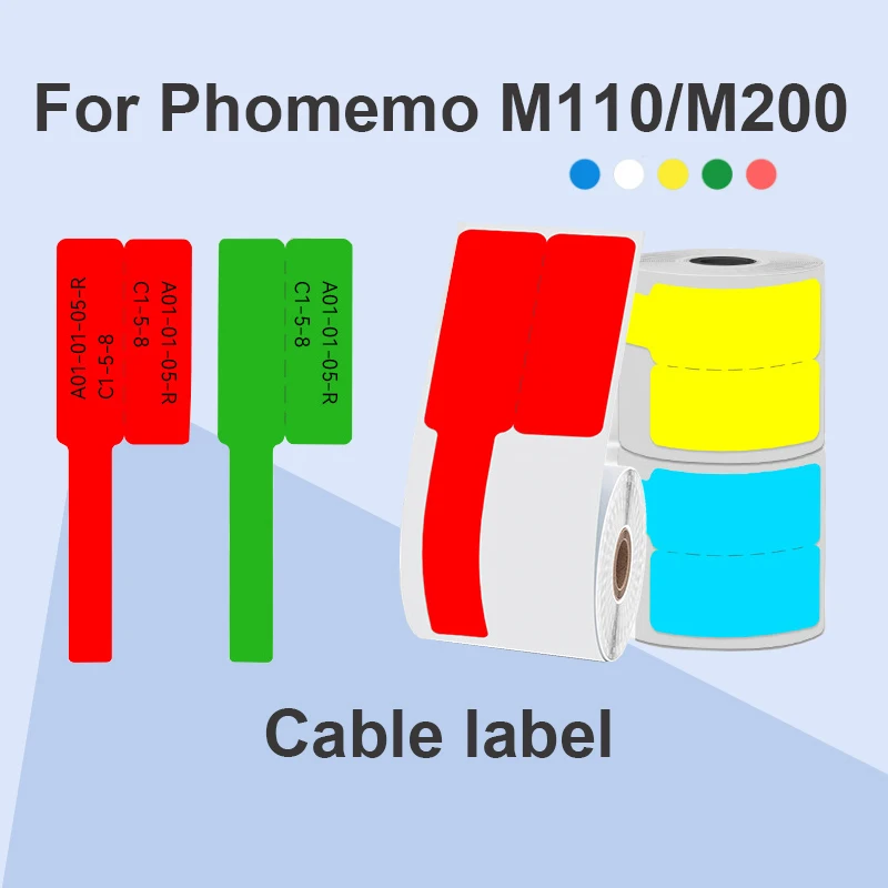 Phomemo M110 M200 M220 Label Paper cable Round F-type Jewelry Thermal Paper Sticker Multi-Purpose Label Tape Self-Adhesive Paper