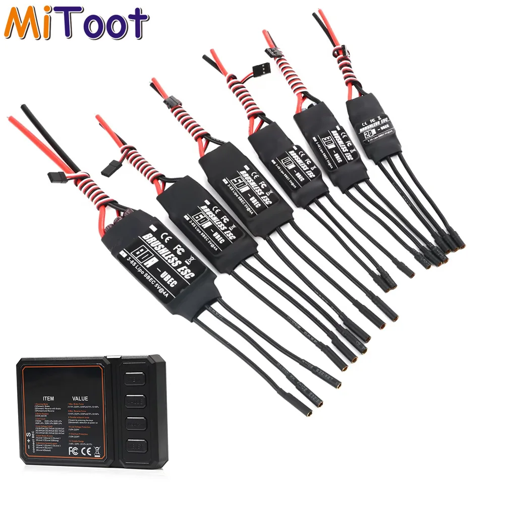 20A-80A Hochstrom-ESC 2-6S Lipo 5V BEC Bürstenloser ESC für FPV Quadcopter und Starrflügler-Drohnen