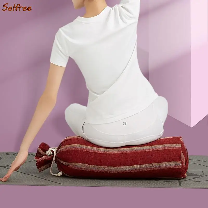 Yoga Pillow Buckwheat Professional Meditation Iyengar Pillow Yin Yoga Aids Pregnant Women Cylindrical Waist Comfort Yoga Pillow