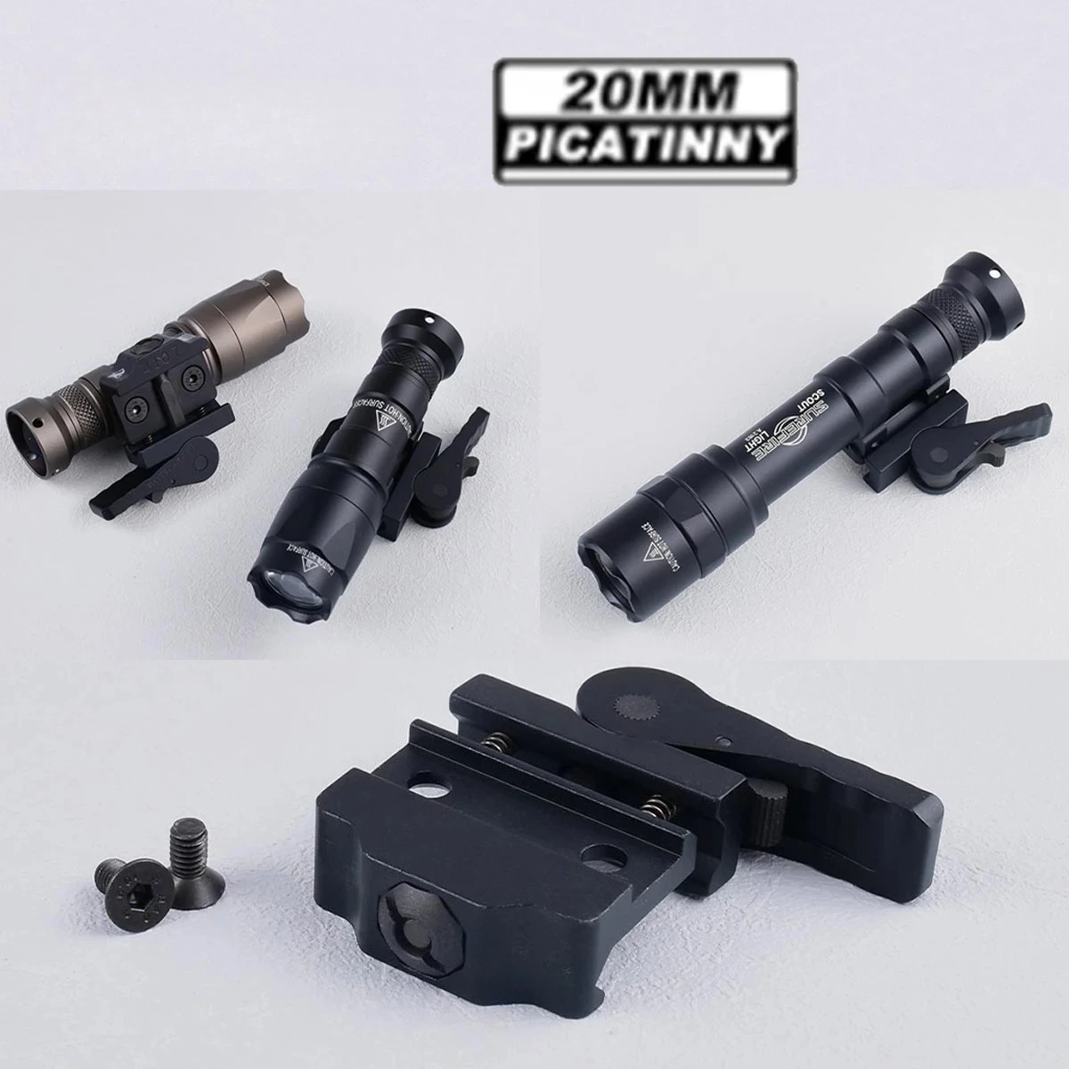 Taktische ARIS Serie Surefire M300 M600 Offset Scout Mount M-LK Keymod CNC SMR Schienenbasis Airsoft Taschenlampe Jagdzubehör – Detail 10