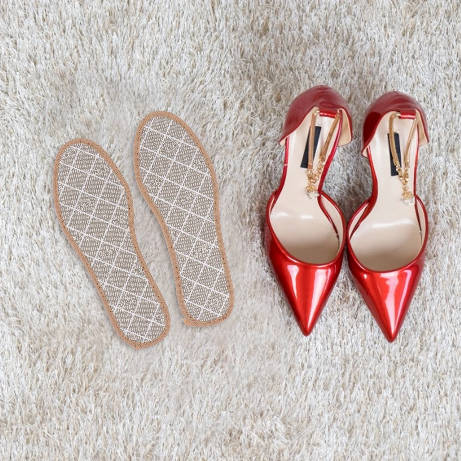 

4Pairs Deodorant Insoles Breathable Linen Bamboo Charcoal Sweat Absorbing Shoe Inserts Arch Support Shoe Pads for Men Women